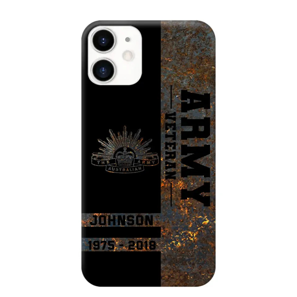 Personalized Australian Army Veteran Australian Army Logo Custom Name & Time Phonecase Printed QTKH241089