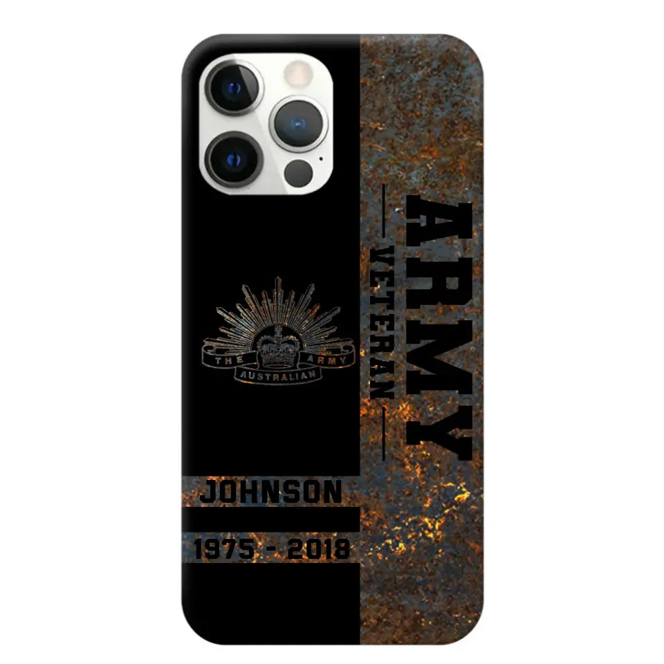 Personalized Australian Army Veteran Australian Army Logo Custom Name & Time Phonecase Printed QTKH241089