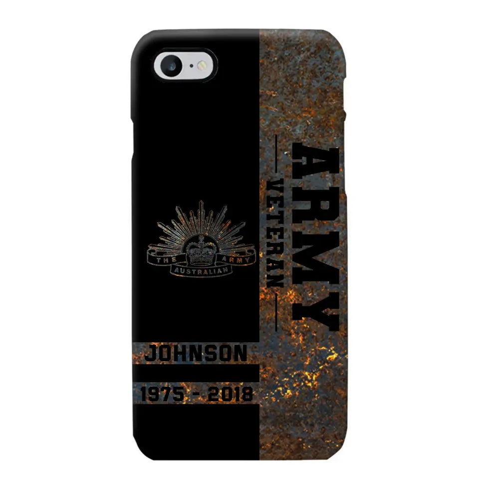 Personalized Australian Army Veteran Australian Army Logo Custom Name & Time Phonecase Printed QTKH241089