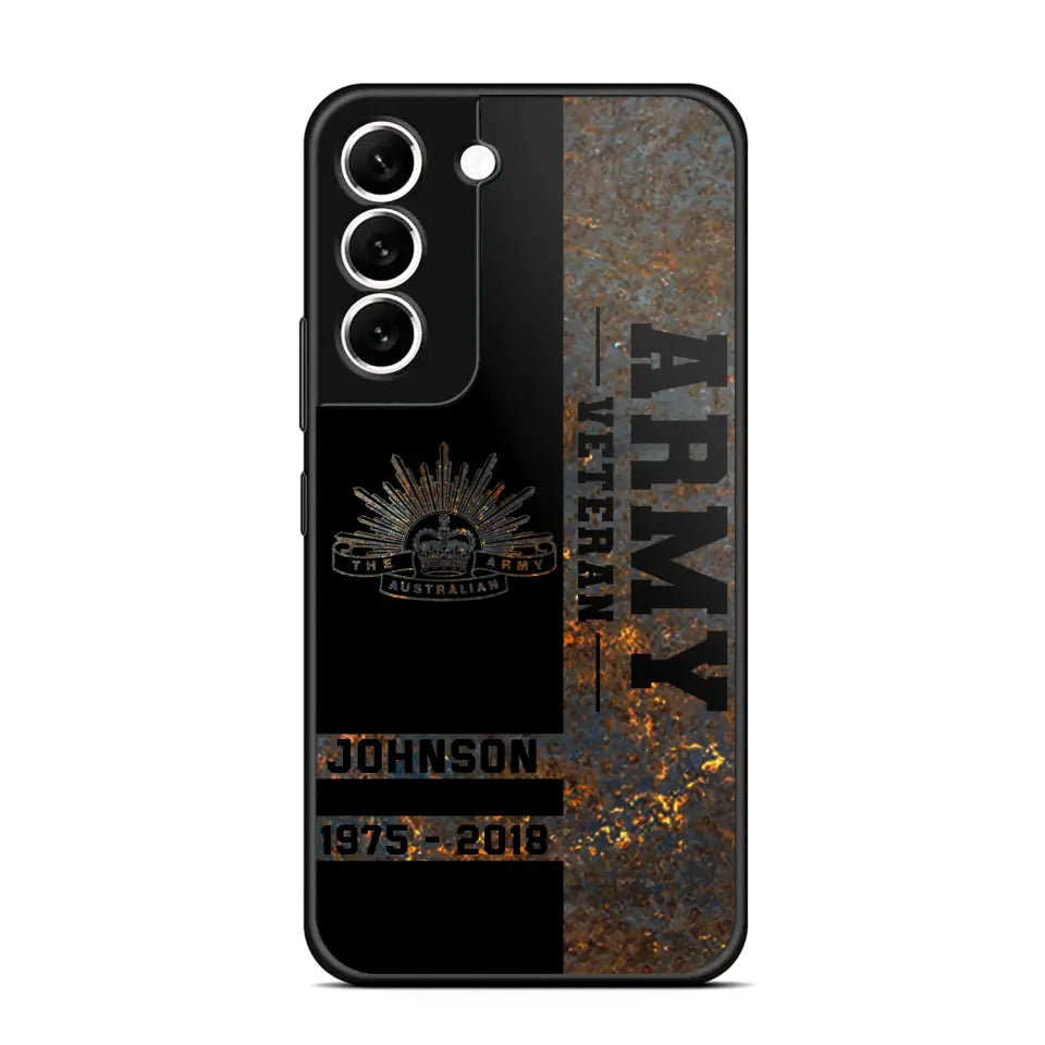 Personalized Australian Army Veteran Australian Army Logo Custom Name & Time Phonecase Printed QTKH241089