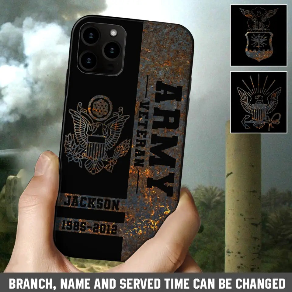 Personalized US Army Veteran US Army Logo Custom Name & Time Phonecase Printed QTKH241089