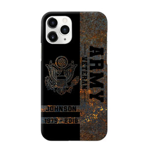 Personalized US Army Veteran US Army Logo Custom Name & Time Phonecase Printed QTKH241089