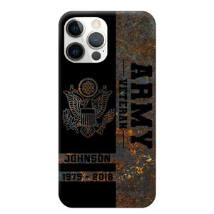 Personalized US Army Veteran US Army Logo Custom Name & Time Phonecase Printed QTKH241089