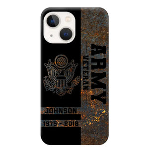 Personalized US Army Veteran US Army Logo Custom Name & Time Phonecase Printed QTKH241089