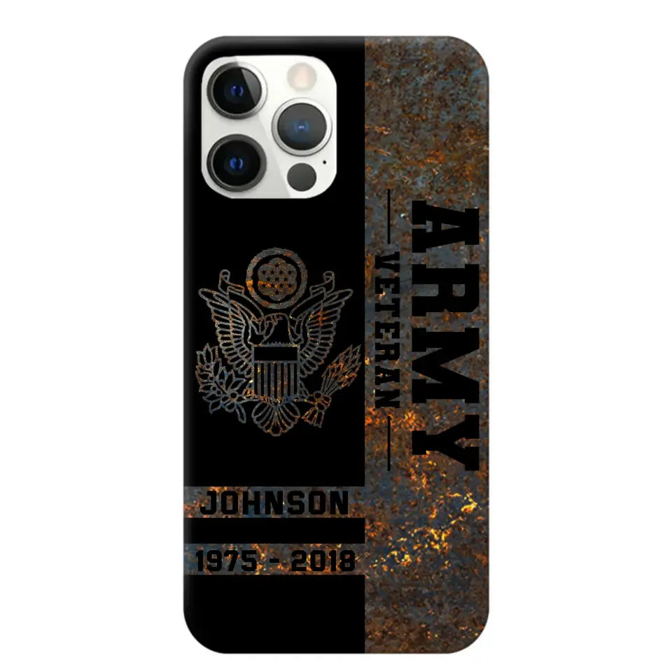 Personalized US Army Veteran US Army Logo Custom Name & Time Phonecase Printed QTKH241089