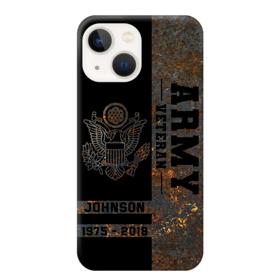 Personalized US Army Veteran US Army Logo Custom Name & Time Phonecase Printed QTKH241089