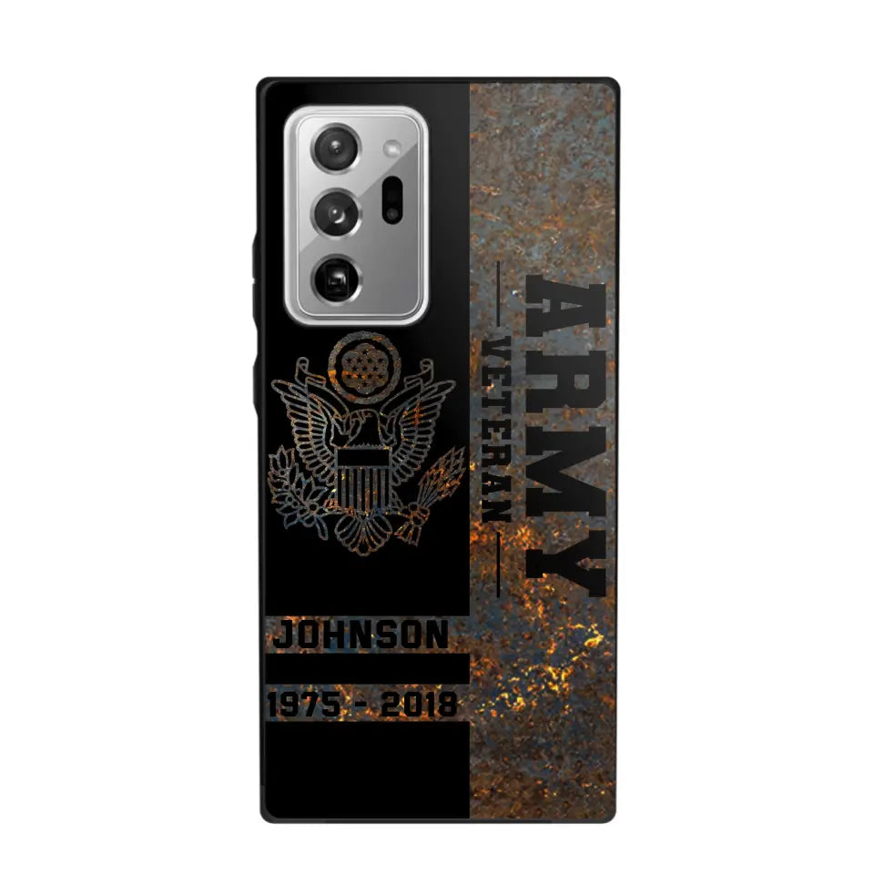 Personalized US Army Veteran US Army Logo Custom Name & Time Phonecase Printed QTKH241089