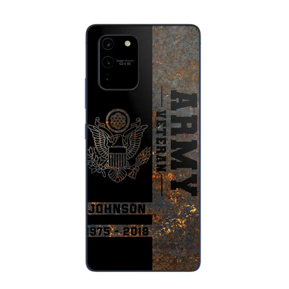 Personalized US Army Veteran US Army Logo Custom Name & Time Phonecase Printed QTKH241089