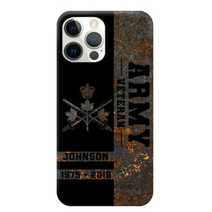 Personalized Canadian Army Veteran Canadian Army Logo Custom Name & Time Phonecase Printed QTKH241089