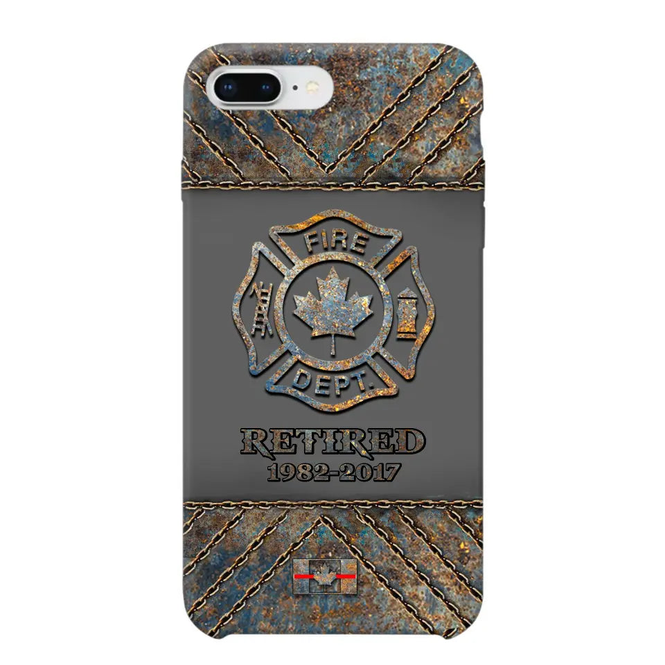 Personalized Retired Canadian Firefighter Custom Service Time Phonecase Printed QTKH241100