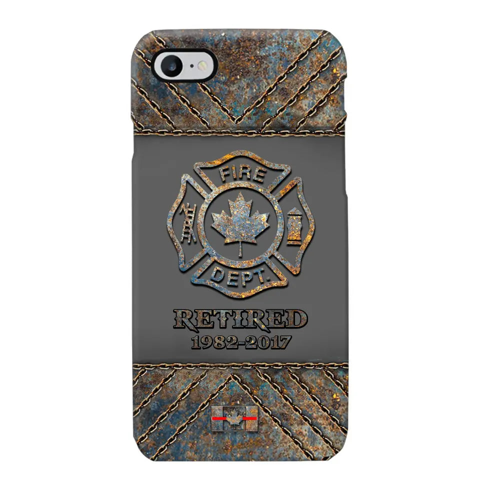 Personalized Retired Canadian Firefighter Custom Service Time Phonecase Printed QTKH241100