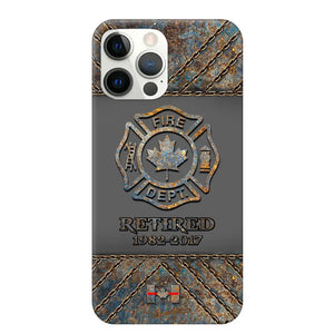 Personalized Retired Canadian Firefighter Custom Service Time Phonecase Printed QTKH241100