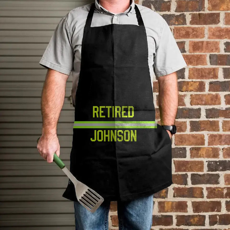 Personalized Retired Firefighter Custom Name Apron  Printed LVA241104