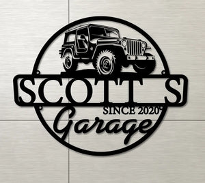 Personalized Jeep Car Garage Custom Name Metal Sign Printed KVH241115