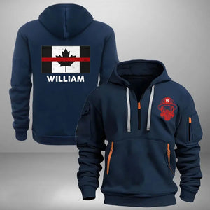 Personalized Canadian Firefighter Custom Name & ID Quarter Zip Hoodie 2D Printed LVA241126