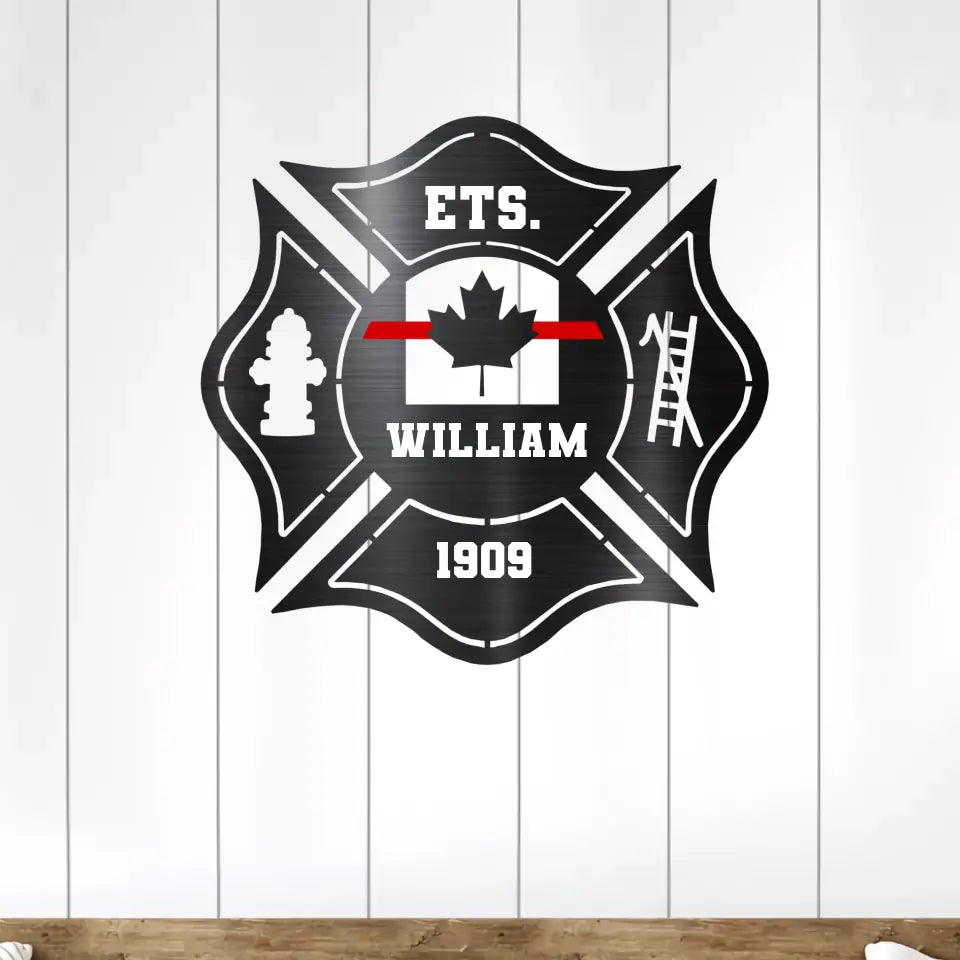 Personalized Canadian Firefighter Custom ID & Name Metal Sign Printed HN241128