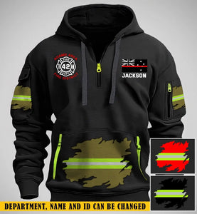 Personalized Australian Firefighter Custom Name Department & ID Quarter Zip Hoodie 2D Printed KVH241131