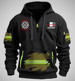 Personalized French Firefighter Custom Name Department & ID Quarter Zip Hoodie 2D Printed KVH241131