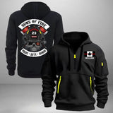 Personalized Canadian Firefighter Custom Name & ID Sons Of Fire Pride Duty Honor Quarter Zip Hoodie 2D Printed HN241132