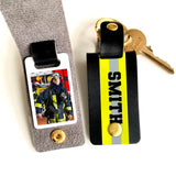 Personalized Upload Your Firefighter Photo Custom Name Leather Keychain Printed QTHN241140