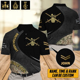 Personalized UK Veteran Branch Logo Rank Gold Custom Name & Time Polo Shirt Printed AHVQ241144