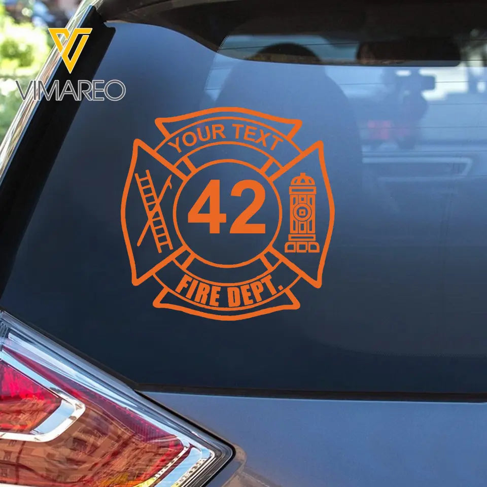 Personalized Firefighter Logo Custom Your Text ID Number Decal Printed VQ241148