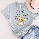 Personalized Auntie or Grandma Bear with Bees & Kid Names T-shirt Printed HN241153