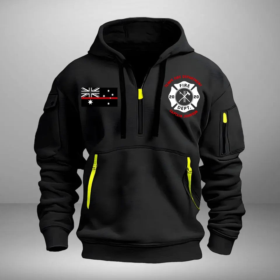 Personalized Australian Firefighter Custom Name & Department Quarter Zip Hoodie 2D Printed AHHN241156