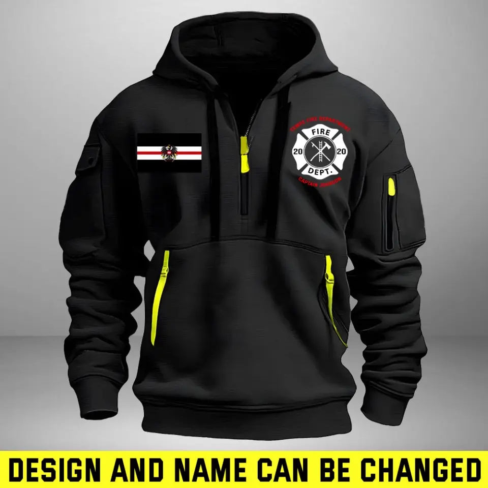 Personalized Austrian Firefighter Custom Name & Department Quarter Zip Hoodie 2D Printed AHHN241156