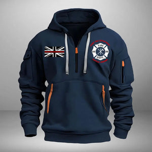 Personalized UK Firefighter Custom Name & Department Quarter Zip Hoodie 2D Printed AHHN241156