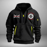 Personalized UK Firefighter Custom Name & Department Quarter Zip Hoodie 2D Printed AHHN241156