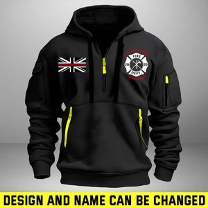 Personalized UK Firefighter Custom Name & Department Quarter Zip Hoodie 2D Printed AHHN241156