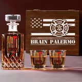 Personalized US Firefighter Custom Name Decanter Set with Glasses Printed QTVA241171