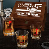 Personalized US Firefighter Custom Name Decanter Set with Glasses Printed QTVA241171