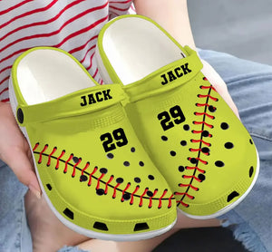 Personalized Baseball Player Custom Name & ID Clogs Slipper Shoes Printed QTKH241187