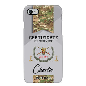 Personalized UK Veteran Logo Custom Name & Rank Gold  Phonecase Printed AHHN241185