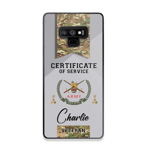 Personalized UK Veteran Logo Custom Name & Rank Gold  Phonecase Printed AHHN241185