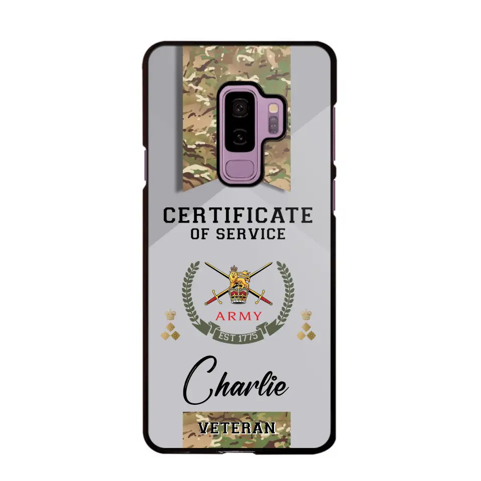 Personalized UK Veteran Logo Custom Name & Rank Gold  Phonecase Printed AHHN241185