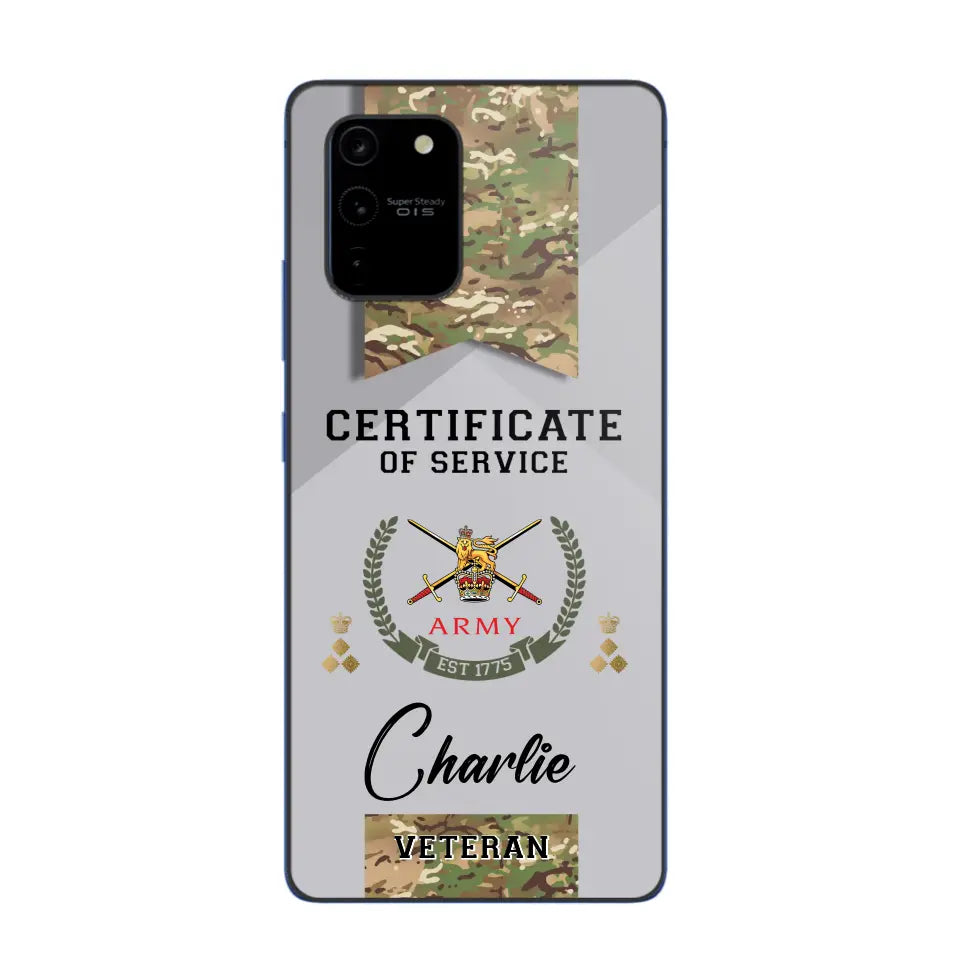 Personalized UK Veteran Logo Custom Name & Rank Gold  Phonecase Printed AHHN241185