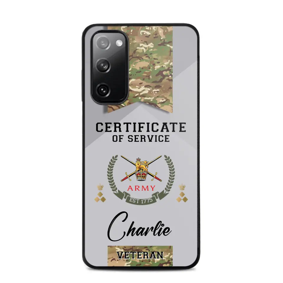 Personalized UK Veteran Logo Custom Name & Rank Gold  Phonecase Printed AHHN241185