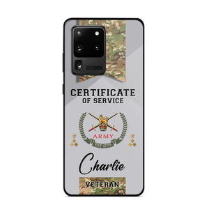 Personalized UK Veteran Logo Custom Name & Rank Gold  Phonecase Printed AHHN241185