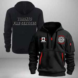 Personalized Canadian Firefighter Custom Name, Department & ID Quarter Zip Hoodie 2D Printed VQ241193