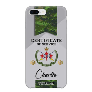 Personalized Canadian Veteran Logo Custom Name & Rank Gold Phonecase Printed AHHN241185