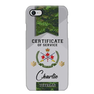 Personalized Canadian Veteran Logo Custom Name & Rank Gold Phonecase Printed AHHN241185