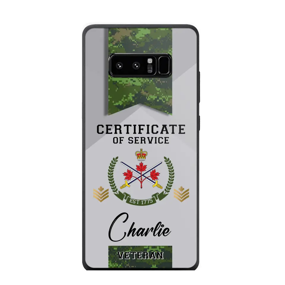 Personalized Canadian Veteran Logo Custom Name & Rank Gold Phonecase Printed AHHN241185