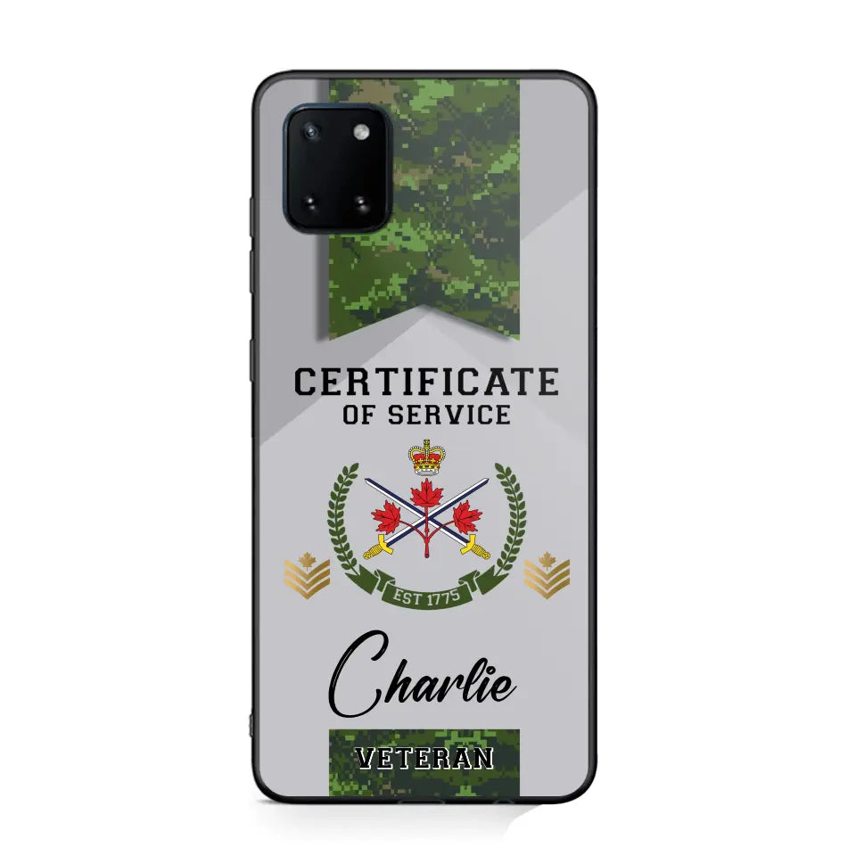 Personalized Canadian Veteran Logo Custom Name & Rank Gold Phonecase Printed AHHN241185