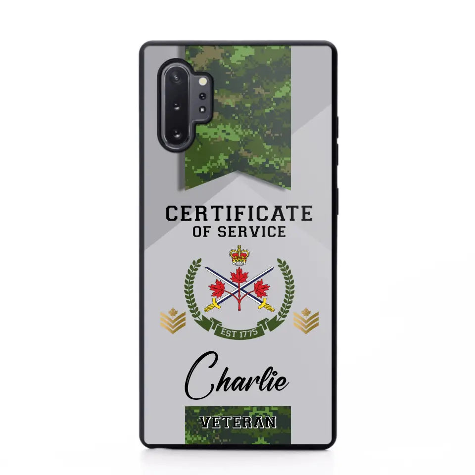 Personalized Canadian Veteran Logo Custom Name & Rank Gold Phonecase Printed AHHN241185