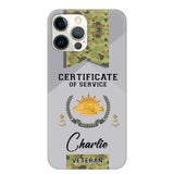 Personalized Australian Veteran Logo Custom Name & Rank Gold Phonecase Printed AHHN241185