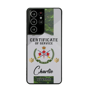 Personalized Canadian Veteran Logo Custom Name & Rank Gold Phonecase Printed AHHN241185