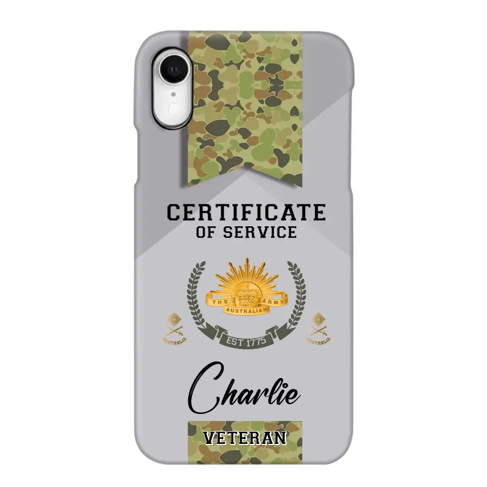 Personalized Australian Veteran Logo Custom Name & Rank Gold Phonecase Printed AHHN241185